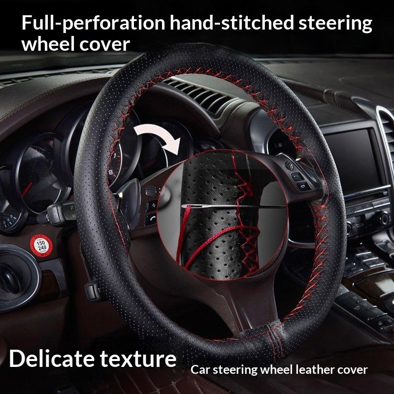 Car Steering Wheel Cover Anti Slip Breathable - Hand Sewn Car Steering Wheel Protective