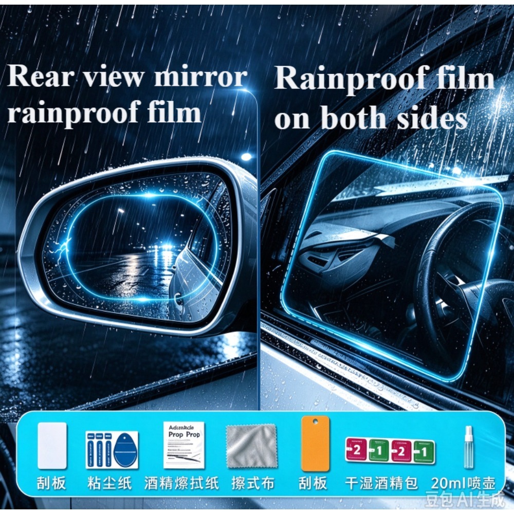Anti Glare Car Rearview Mirror Film - 4pcs Anti Fog Film Glare Rainproof