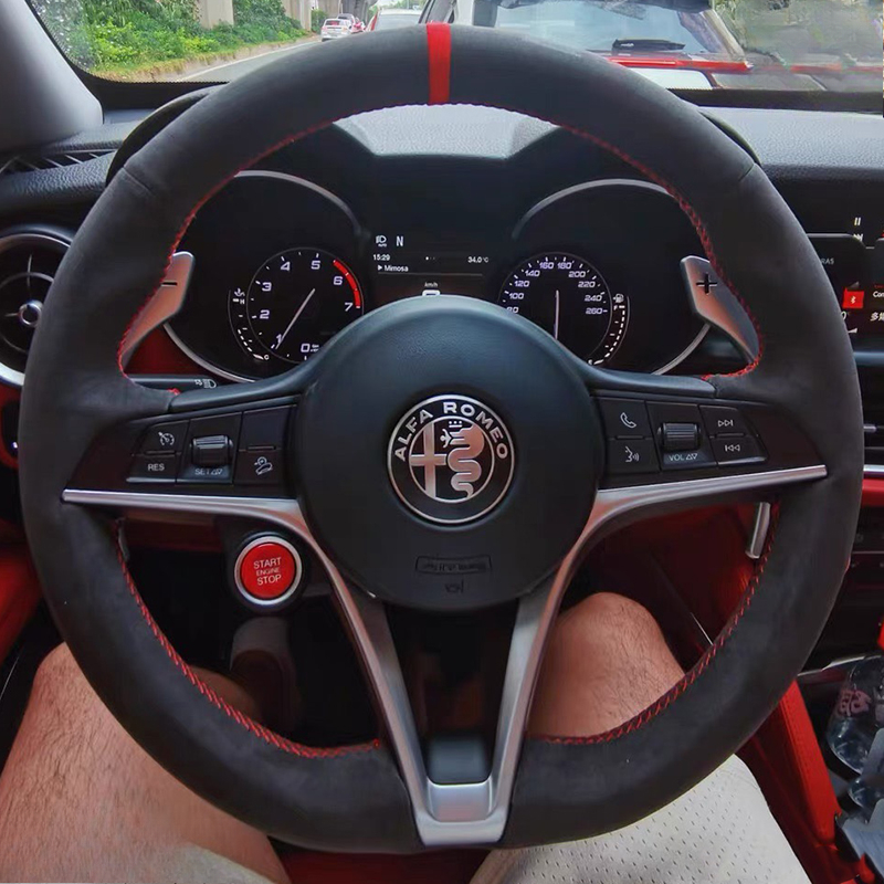 For Alfa Romeo Giulia Stelvio  - Car Steering Wheel Cover Anti Slip Breathable recension och pris